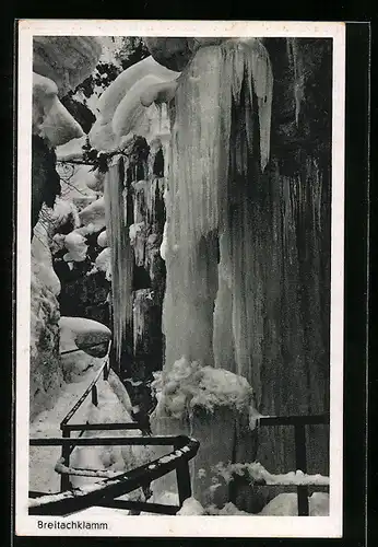 AK Breitachklamm im Winter, Wasserfall