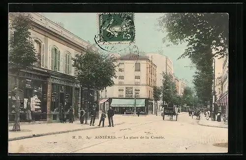 AK Asnières, La place de la Comète