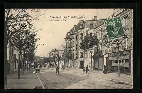 AK Asnières, La Nouvelle Poste Boulevard Voltaire