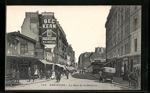 AK Asnières, La Rue de la Station