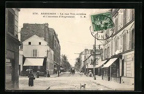 AK Asnières, La rue Traversière et l`Avenue d`Argenteuil