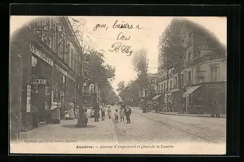 AK Asnières, Avenue d`Argenteuil et place de la Comète
