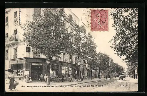 AK Asnières, L`Avenue d`Argenteuil et la rue de Nanterre