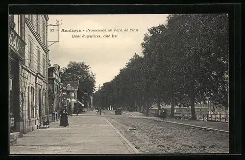 AK Asnieres, Promenade au bord de l'eau