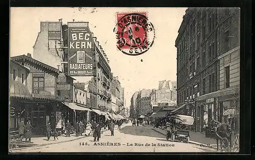 AK Asnières, La Rue de la Station