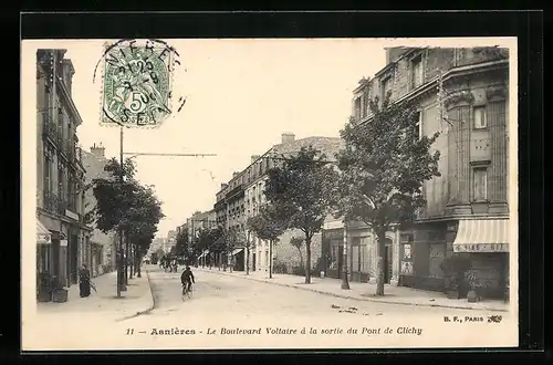 AK Asnières, Le Boulevard Voltaire à la Sortie du Pont de Clichy