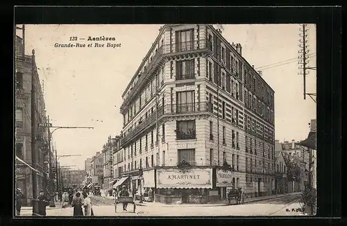 AK Asnières, Grande-Rue et Rue Bapst