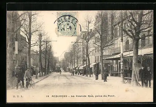AK Asnières, La Grande Rue, prise du Pont