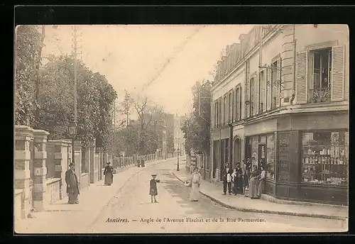 AK Asnières, Angle de l`Avenue Flachat et de la Rue Parmentier