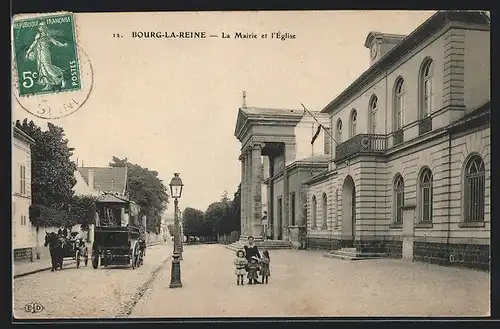 AK Bourg-la-Reine, La Mairie et l`Èglise
