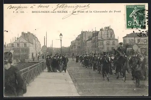 AK Boulogne-sur-Seine, Le Pont et la Chaussèe du Pont