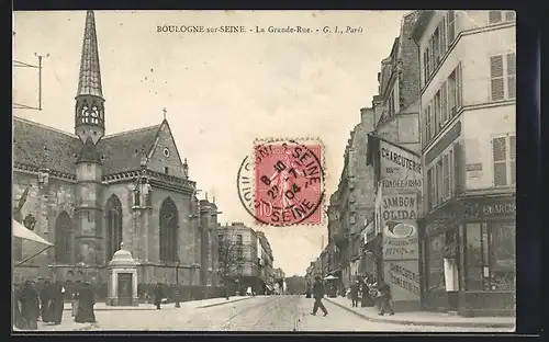 AK Boulogne-sur-Seine, La Grande-Rue