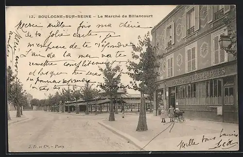 AK Boulogne-sur-Seine, Le Marchè de Billancourt