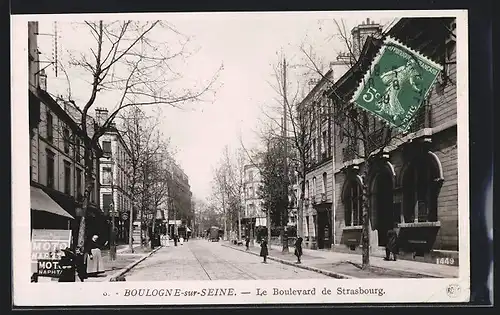 AK Boulogne-sur-Seine, Le Boulevard de Strasbourg