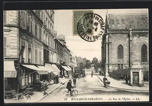 AK Boulogne-sur-Seine, La Rue de l`Èglise