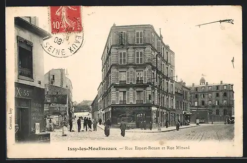 AK Issy-les-Moulineaux, Rue Ernest-Renan et Rue Minard