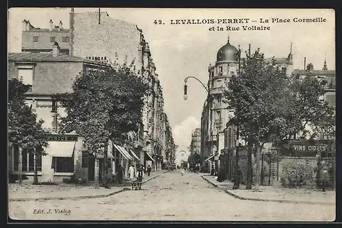 AK Levallois-Perret, La Place Cormeille et la Rue Voltaire