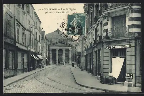 AK Courbevoie, Rue de l`Èglise prise de la Place Herold