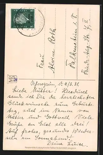 Künstler-AK Catharina Klein: Rosafarbene Rosen, Geburtstagsgruss