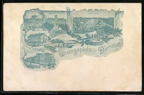 AK Darmstadt, Truppenübungsplatz, Zelt, Baracken Lager und Preussisches Stabsgebäude