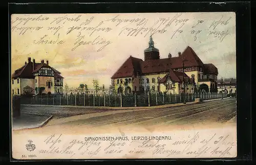 AK Leipzig-Lindenau, Partie am Diakonissen-Haus