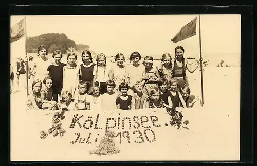 Foto-AK Kölpinsee, Kinder in Badeanzügen 1930