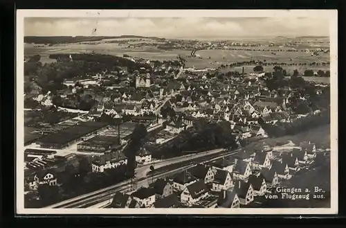 AK Giengen, Panorama vom Flugzeug aus