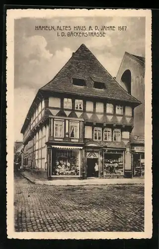 AK Hameln, altes Haus i. d. Bäckerstrasse