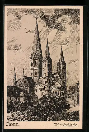 Künstler-AK Bonn, Münsterkirche