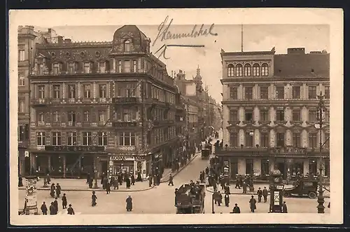 AK Berlin, Strasse Unter den Linden Ecke Friedrichstrasse mit Cafe Bauer und Kranzler