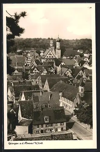 AK Giengen a. d. Brenz /Württ., Strassenpartie mit Kirche