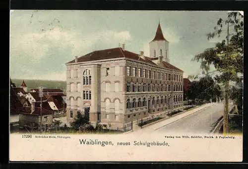 AK Waiblingen, Partie am neuen Schulgebäude