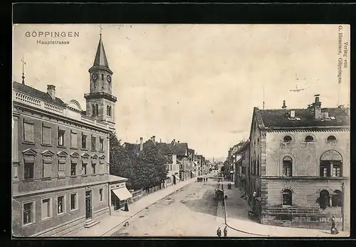 AK Göppingen, Hauptstrasse mit Passanten