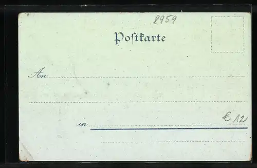 Lithographie Hohenschwangau, Teilansicht mit Schloss