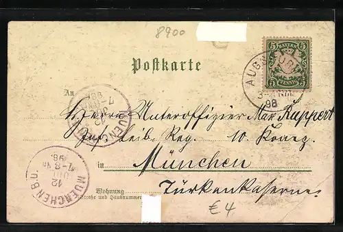 Lithographie Augsburg, Rathaus, Inneres goldner Saal, Decke