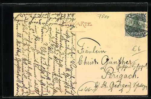 AK Freiburg i. Br., Güntersthalstrasse mit Strassenbahn