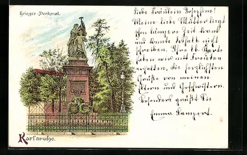 Lithographie Karlsruhe, Krieger-Denkmal