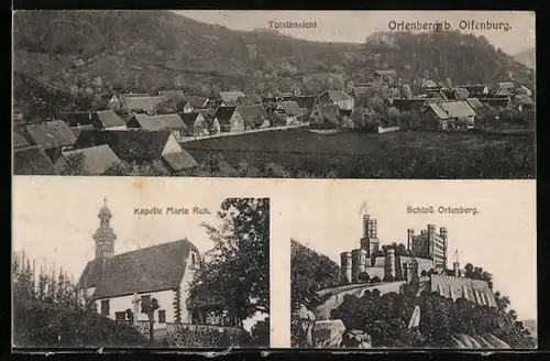 AK Ortenberg, Totalansicht, Kapelle Maria Ruh und Schloss Ortenberg