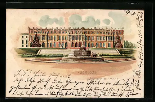 Lithographie Herrenchiemsee, Schloss Herrenchiemsee