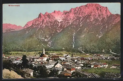 AK Mittenwald, Teilansicht mit Bergen
