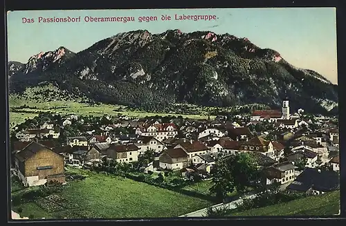 AK Oberammergau, Dorfansicht gegen die Labergruppe