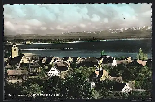 AK Immenstaad /Bodensee, Teilansicht mit Alpen