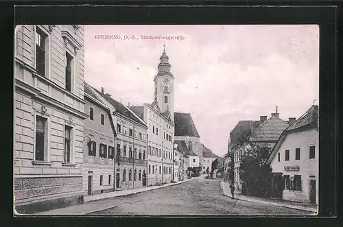 AK Eferding, Starhembergstrasse mit Blick zur Stadtpfarrkirche