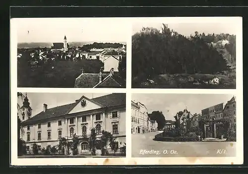 AK Eferding, Ortspanorama, Stadtpark, Gebäudensicht