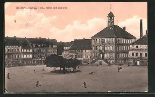 AK Bischofswerda i. Sa., Blick auf den Markt mit Rathaus