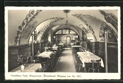 AK Waging am See, Cafe & Conditorei Hafenmair, Gewölbe des Gastraumes