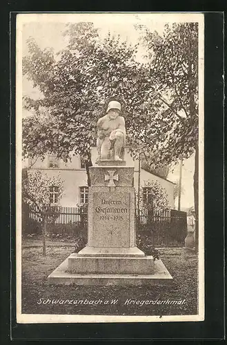 AK Schwarzenbach a. W., Ansicht vom Kriegerdenkmal