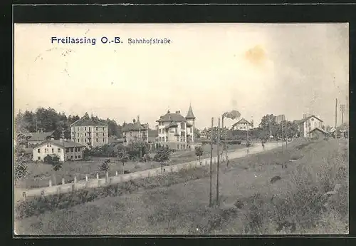 AK Freilassing O.-B., Blick auf die Bahnhofstrasse