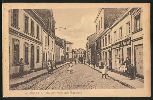 AK Wickrath, Hauptstrasse mit Blick zum Bahnhof