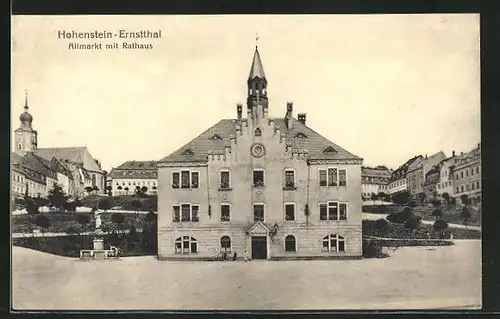 AK Hohenstein-Ernstthal, Altmarkt mit Rathaus